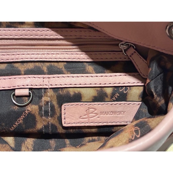 B Makowsky Pink Leather Studded Tassel Crossbody Shoulder Bag - Picture 3 of 7